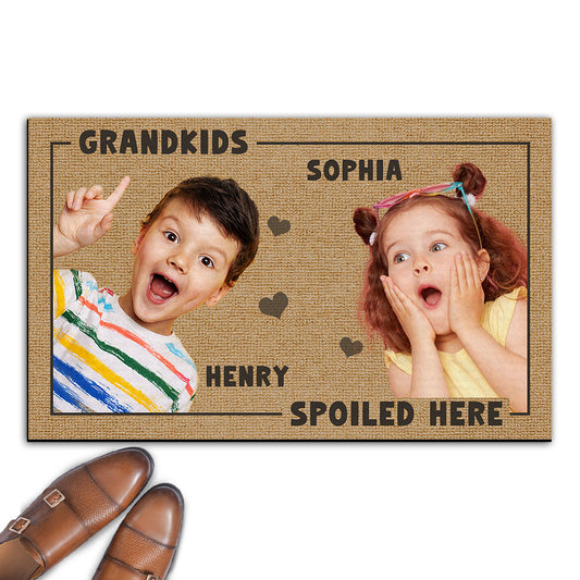 Grandkids Spoiled Here Custom Photo - Personalized Custom Doormat