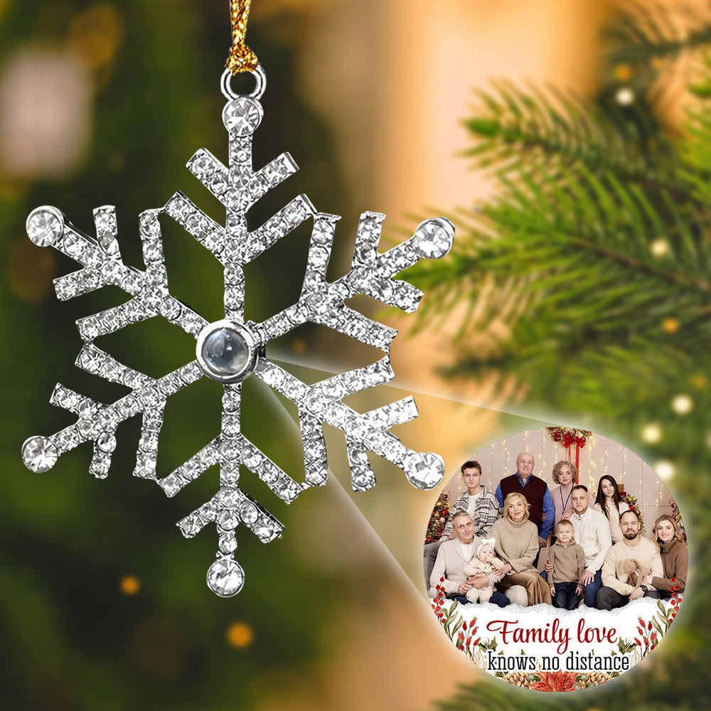 Family Love - Personalized Custom Photo Snowflake Projection Ornament