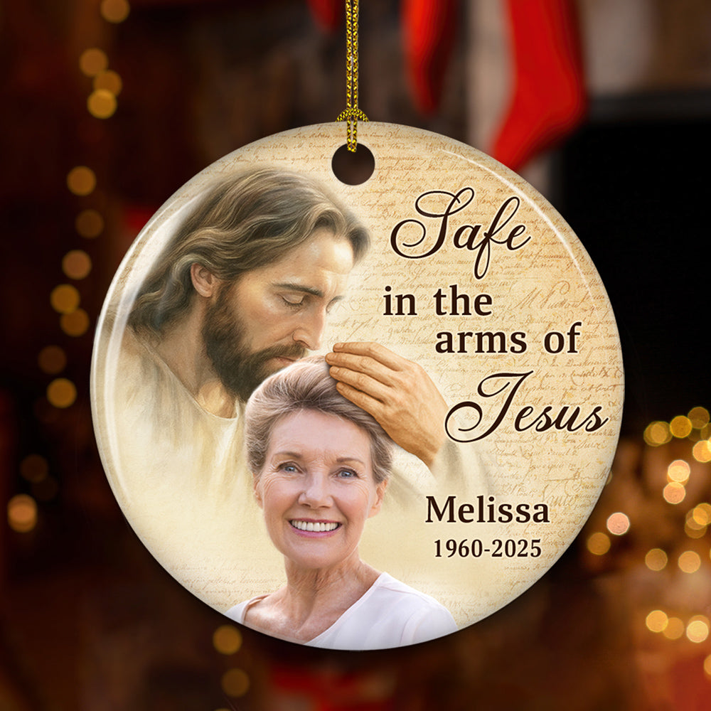 Safe In His Arms - Personalized Custom Ceramic Ornament