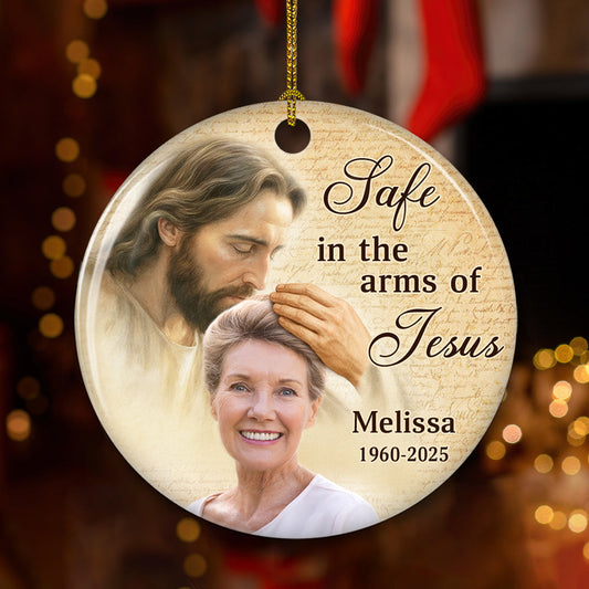 Safe In His Arms - Personalized Custom Ceramic Ornament