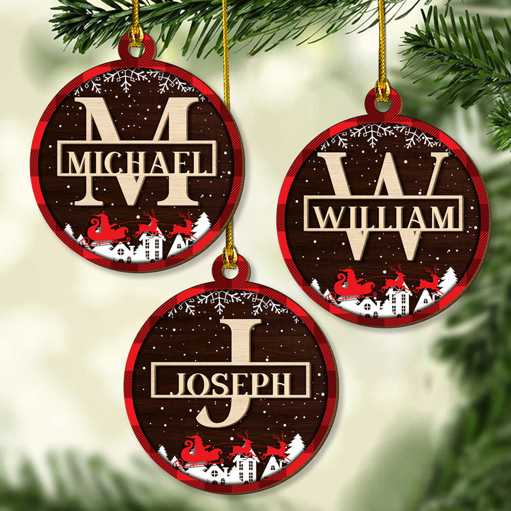 Custom Name Merry Christmas - Personalized Custom 2-layered Wood Ornament