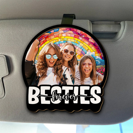 Besties Sitting Together Version Photo - Personalized Custom Car Visor Clip