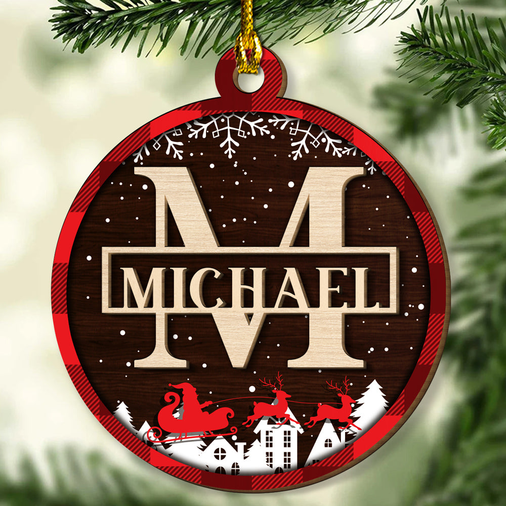 Custom Name Merry Christmas - Personalized Custom 2-layered Wood Ornament