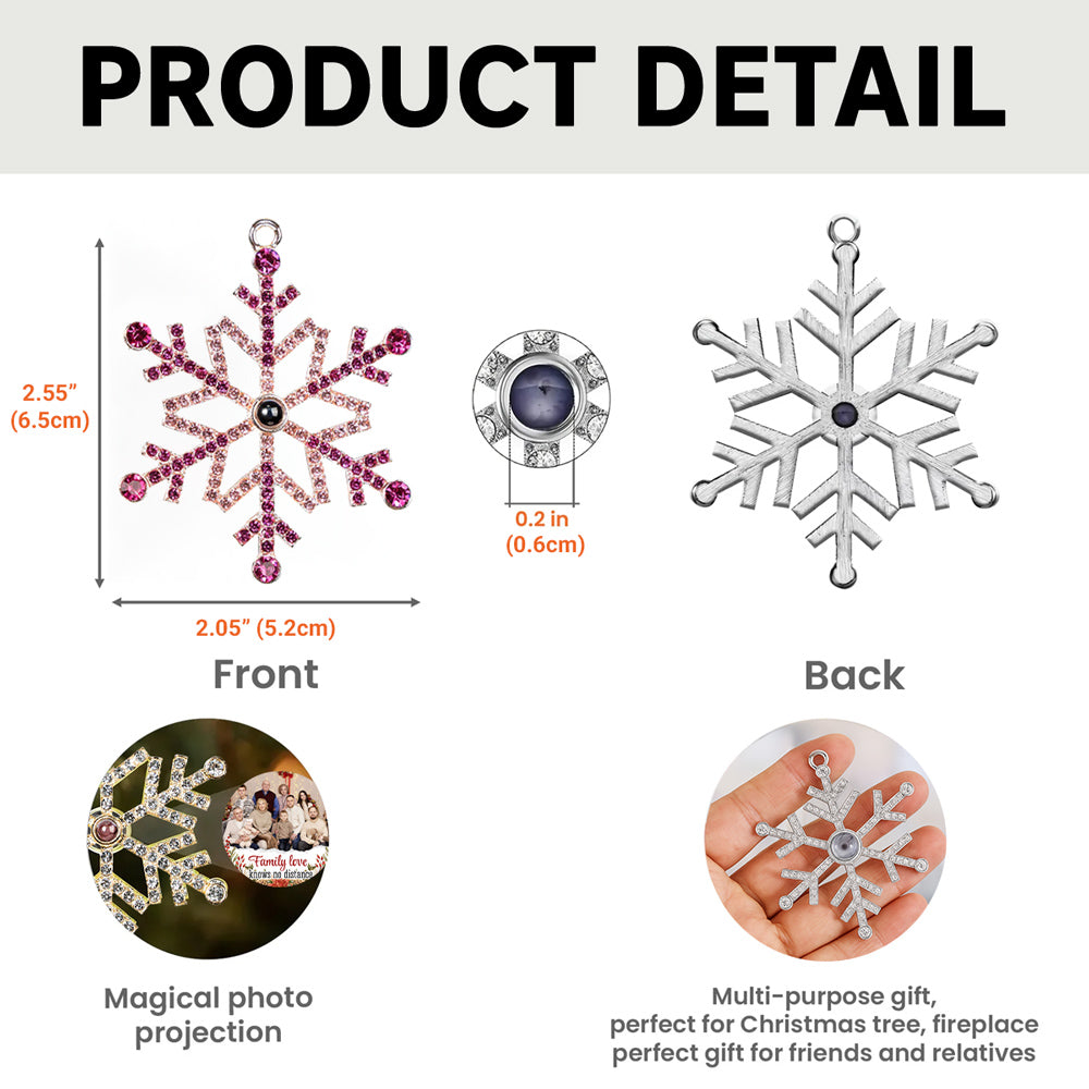 Family Love - Personalized Custom Photo Snowflake Projection Ornament