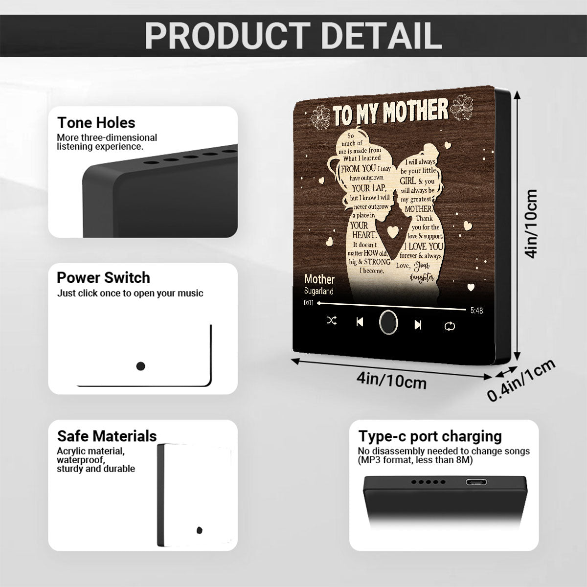 To My Mother - Personalized Custom Music Fridge Magnet