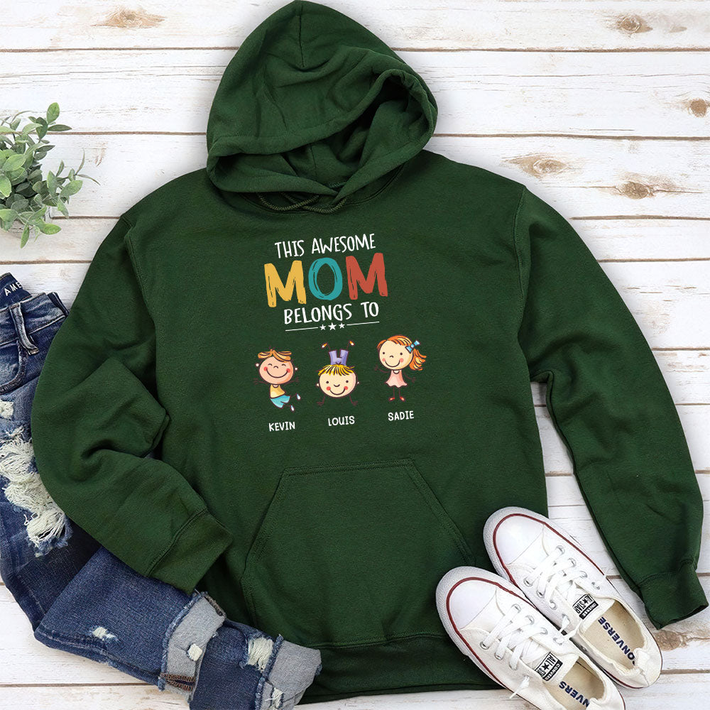 This Awesome Mom Belongs To - Personalized Custom Hoodie
