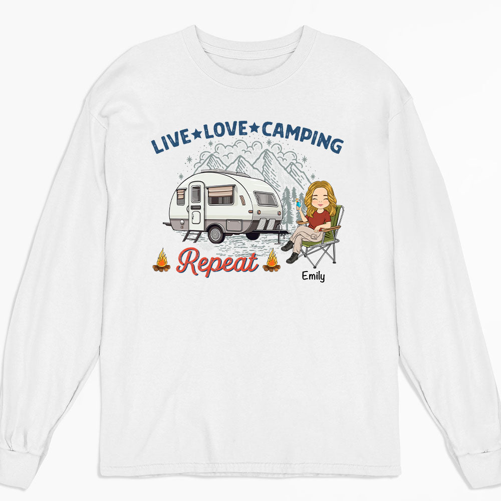 Live Love Camping - Personalized Custom Long Sleeve T-shirt