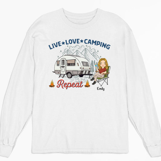 Live Love Camping - Personalized Custom Long Sleeve T-shirt