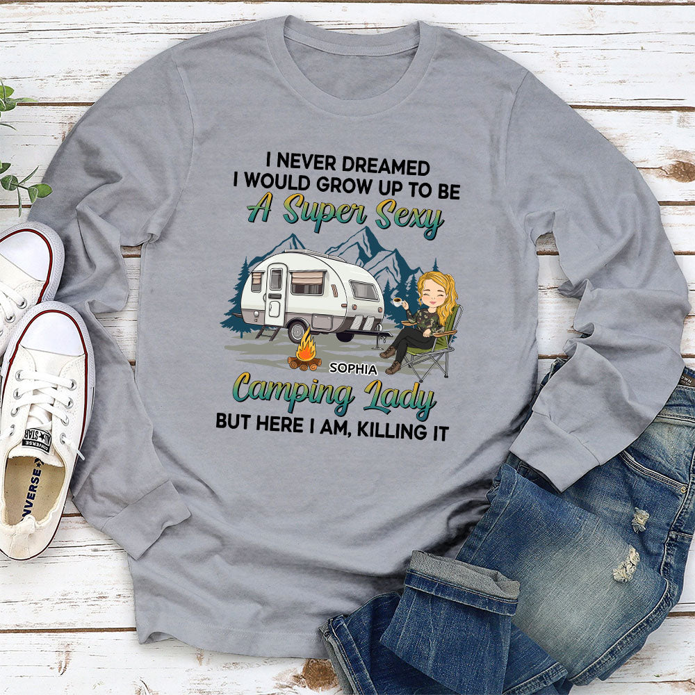 Camping Lady 2 - Personalized Custom Long Sleeve T-shirt