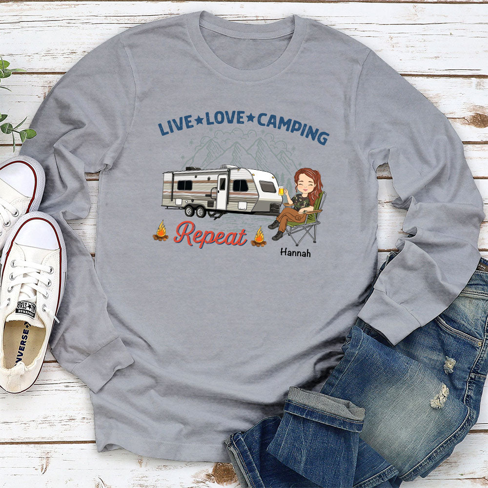 Live Love Camping - Personalized Custom Long Sleeve T-shirt