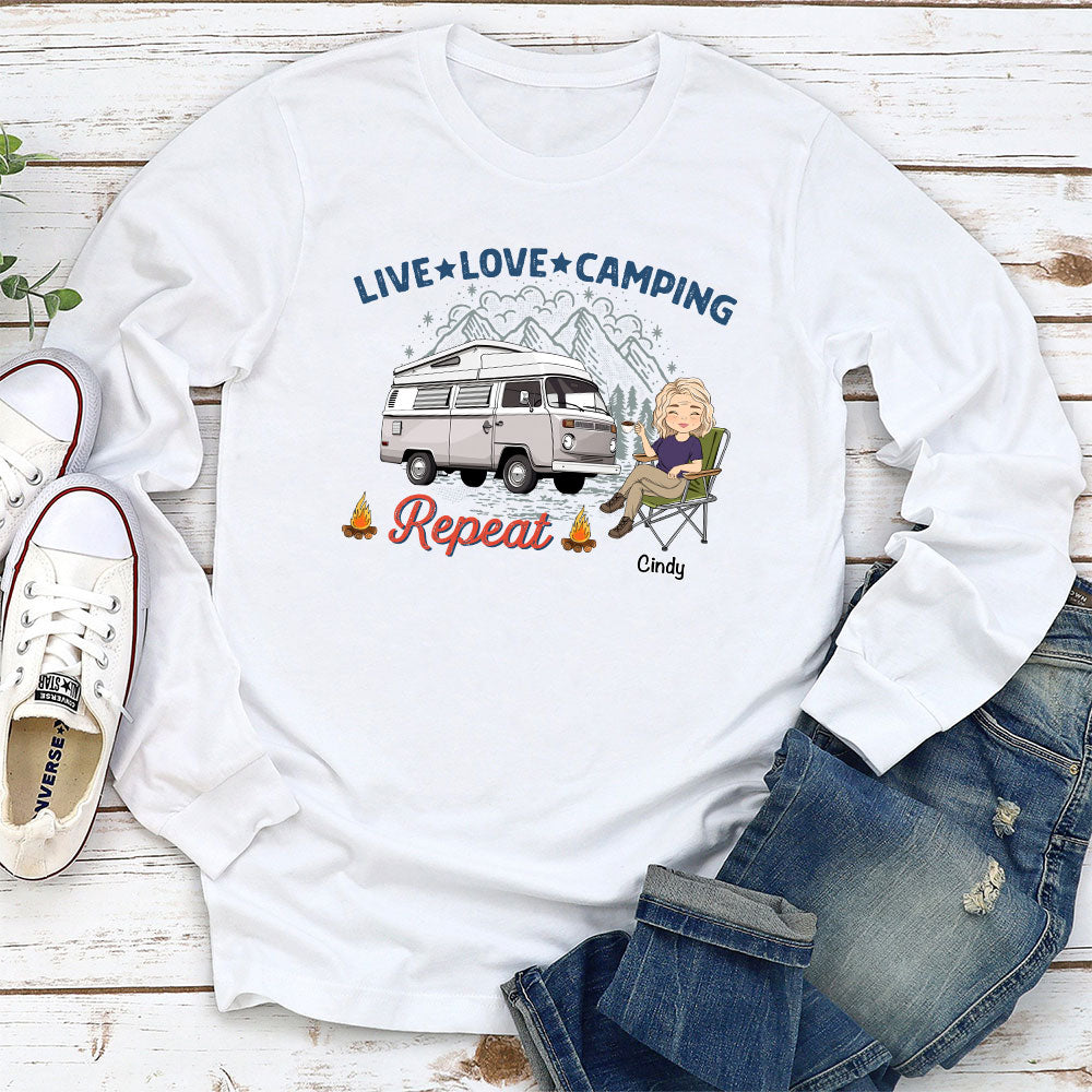 Live Love Camping - Personalized Custom Long Sleeve T-shirt