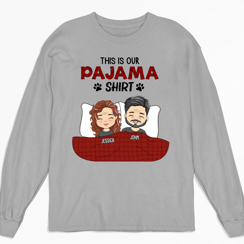 Couple Pajama Shirt - Personalized Custom Long Sleeve T-shirt