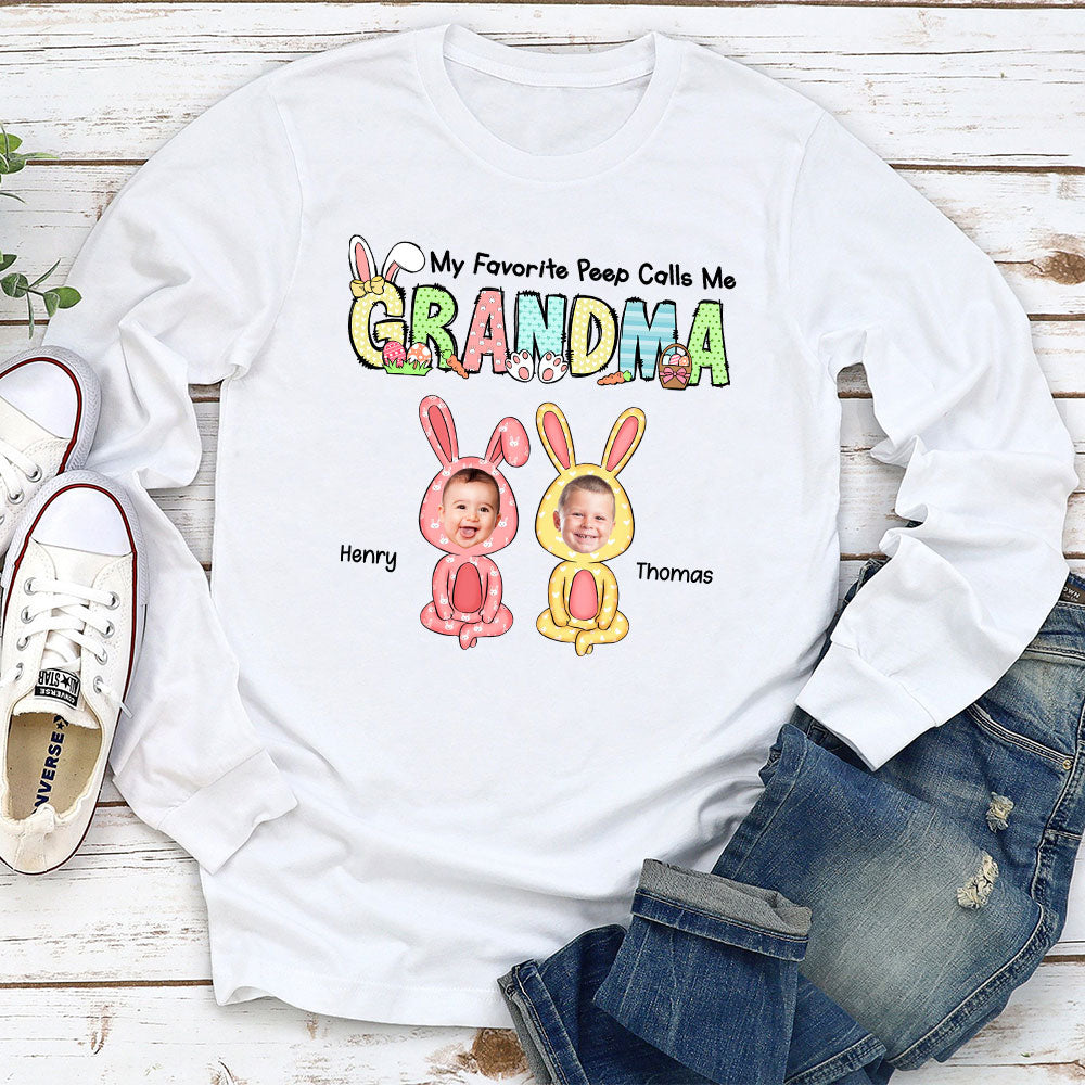 My Favorite Peeps Call Me Grandma - Personalized Custom Long Sleeve T-shirt