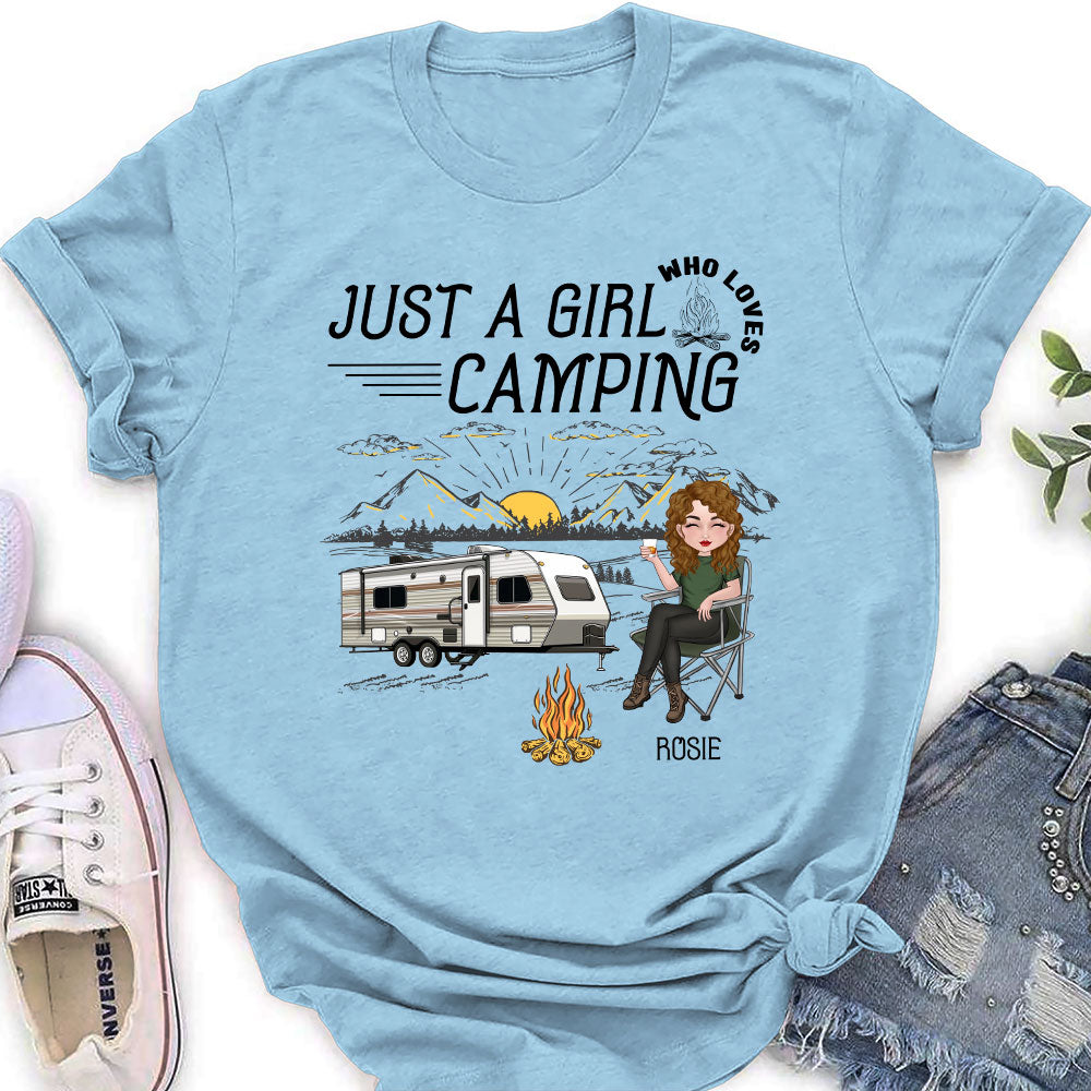 Girl Loves Camping - Personalized Custom Women's T-shirt