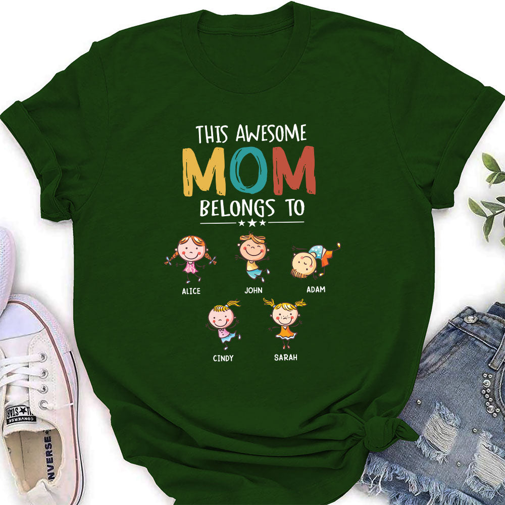 This Awesome Mom Belongs To - Personalized Custom Women's T-shirt