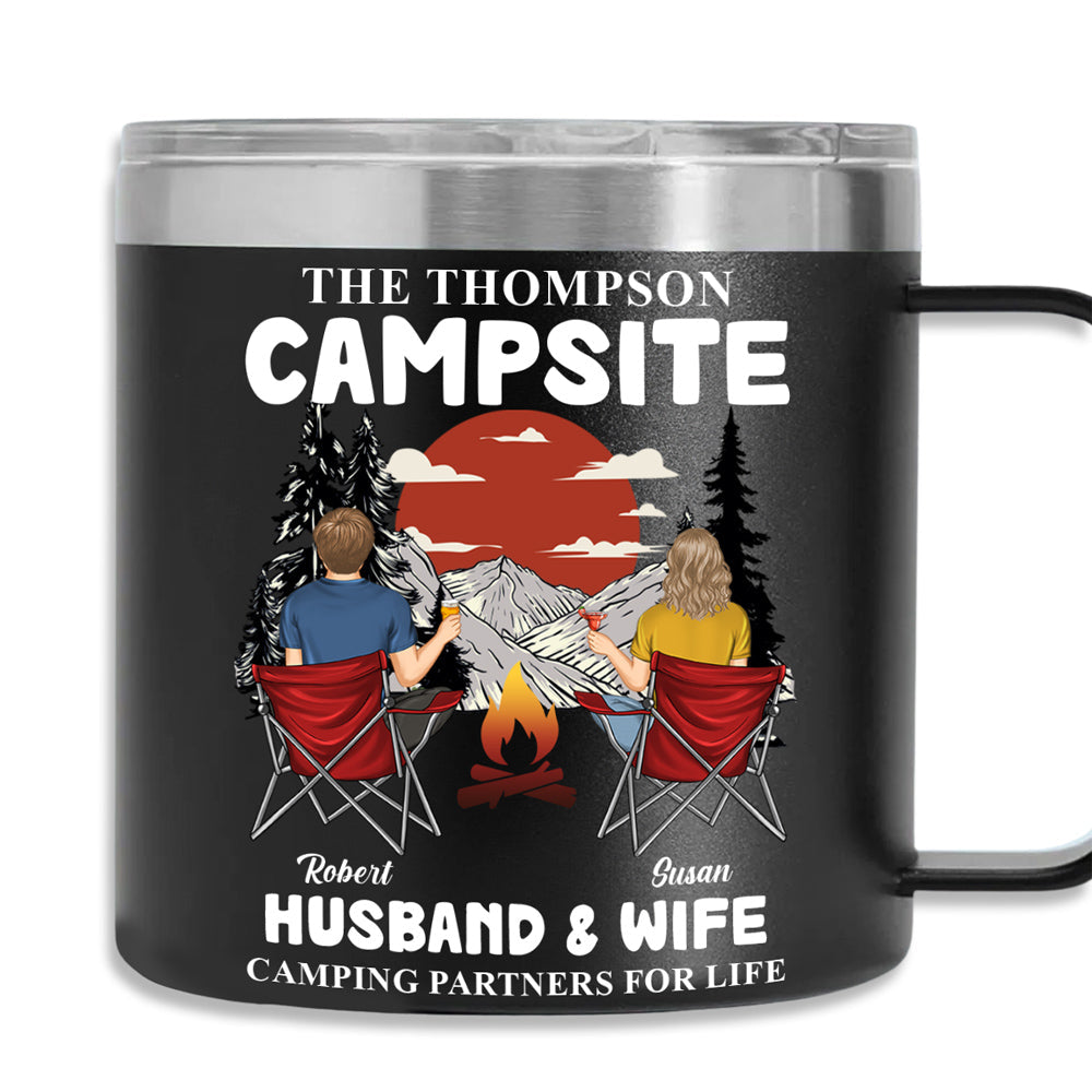 Camping Partners - Personalized Custom 14oz Stainless Steel Tumbler With Handle