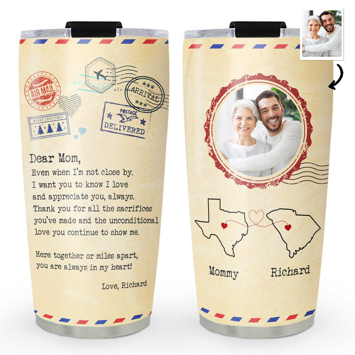 Miles Apart But Close At Heart - Personalized Custom Tumbler