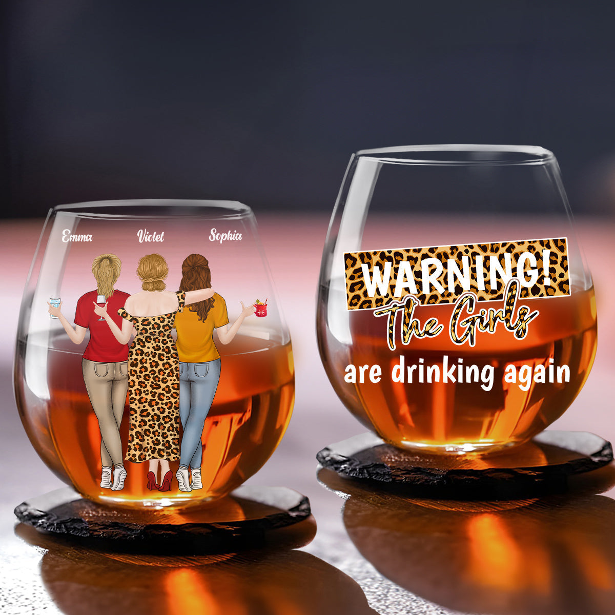 Warning The Girls Are Drinking Again 2024 - Personalized Custom Wine Glass