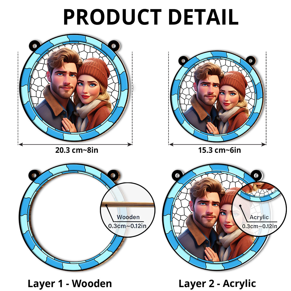 Cartoon There Is Love - Personalized Custom Suncatcher