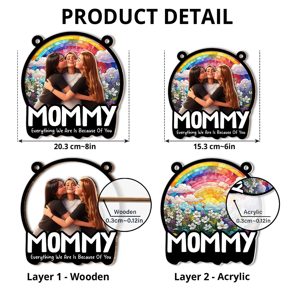 Everything I Am Is Because Of You - Personalized Custom Suncatcher