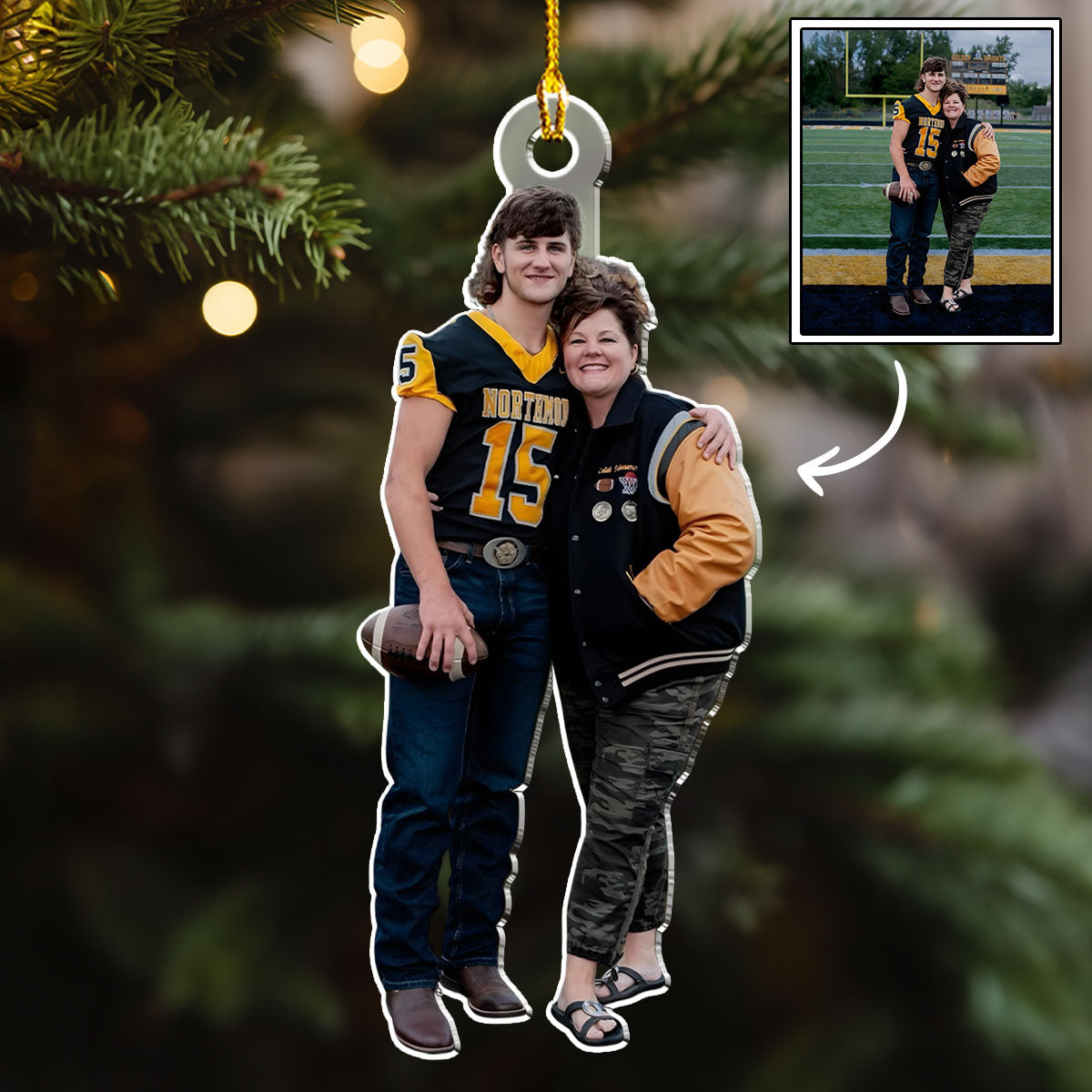 Football Custom Photo - Personalized Custom Acrylic Ornament