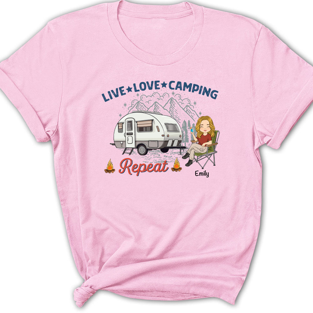Live Love Camping - Personalized Custom Women's T-shirt