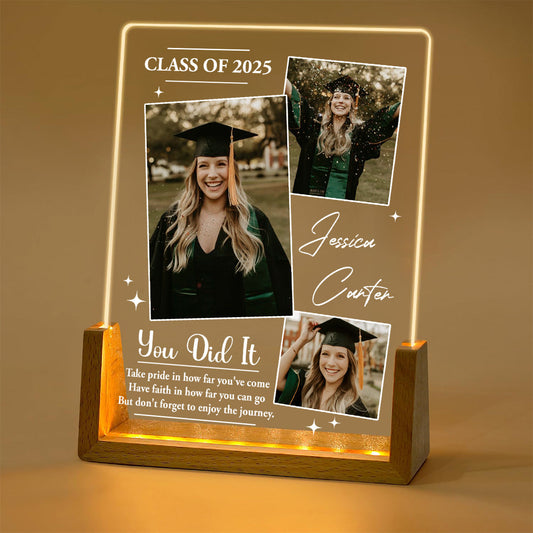 Dream Big And Keep Going - Personalized Custom Plaque With Walnut Base
