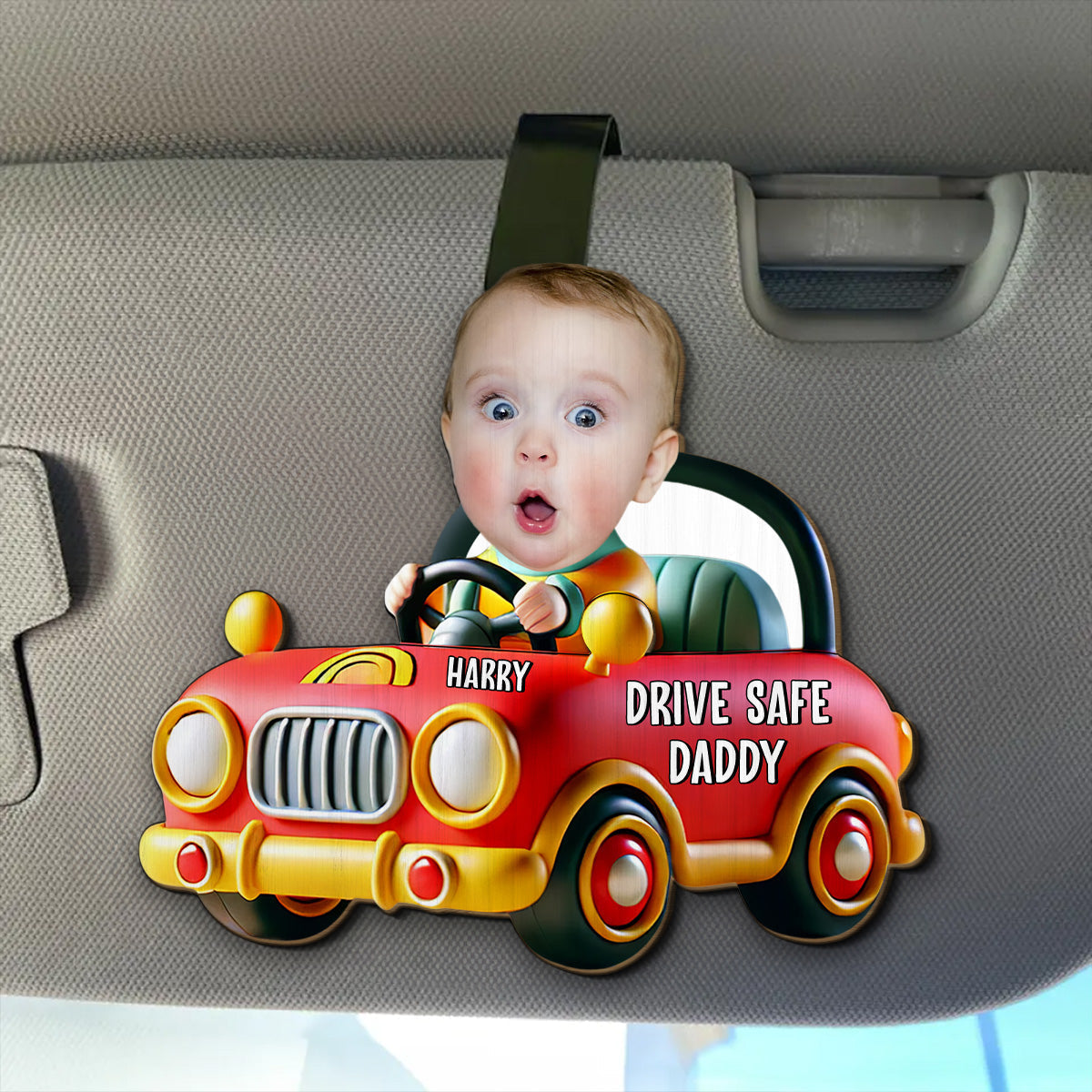 Drive Safe Message Cartoon - Personalized Custom Car Visor Clip