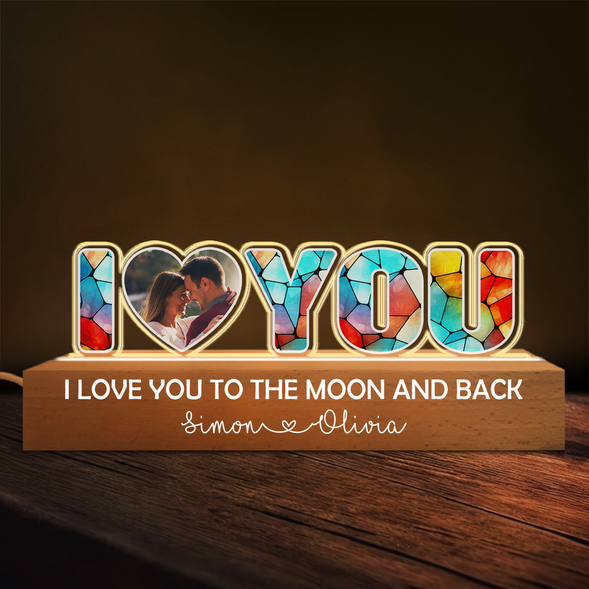 I Love You To The Moon And Back Photo - Personalized Custom Acrylic 3D LED Night Light