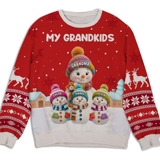 Grandkids Knitting - Personalized Custom All-Over-Print Sweatshirt