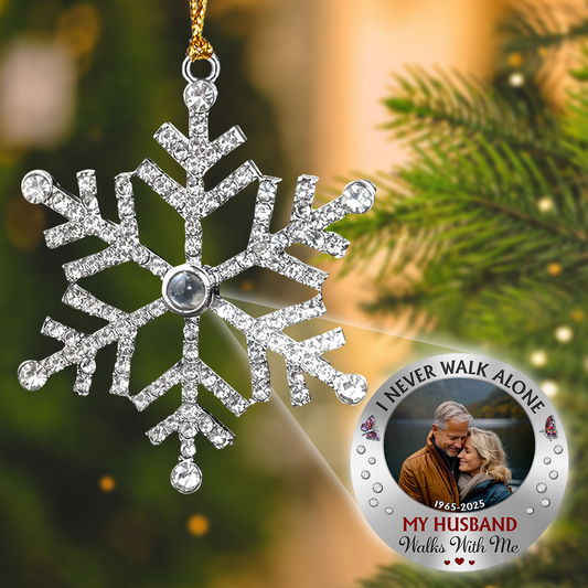I Never Walk Alone - Personalized Custom Photo Snowflake Projection Ornament