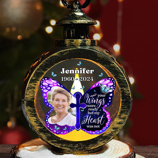 Your Wings Were Ready - Personalized Custom Christmas Lantern