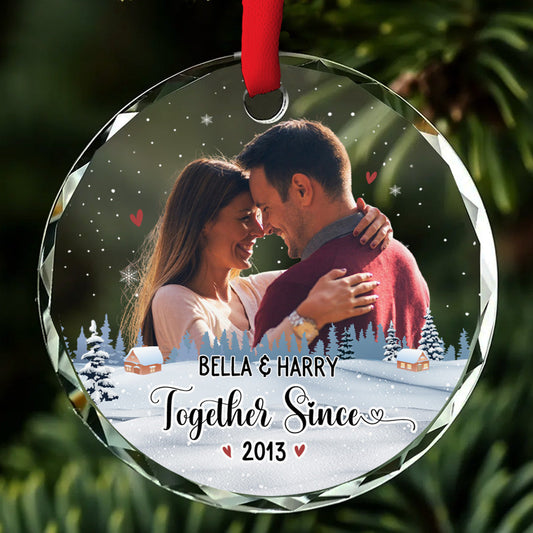 Our First Christmas Photo - Personalized Custom Glass Ornament