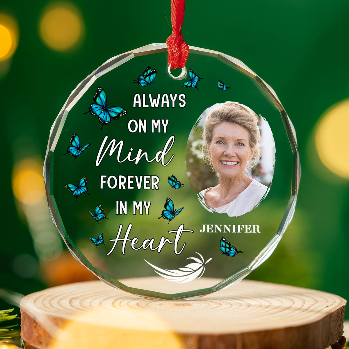 Always On My Mind - Personalized Custom Glass Ornament