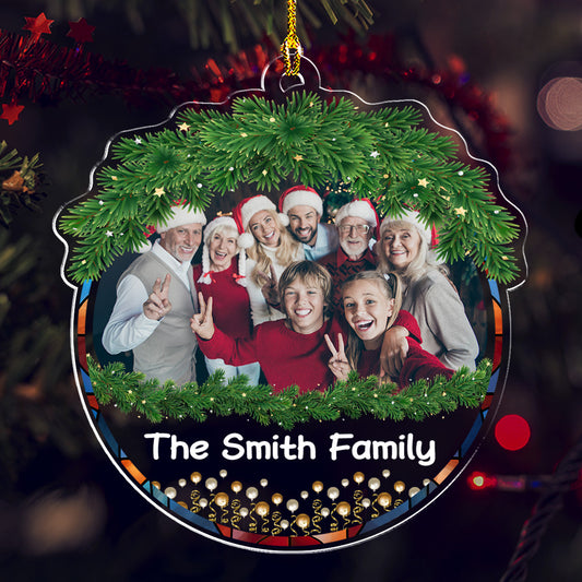 Custom Photo Family Christmas - Personalized Custom Acrylic Ornament