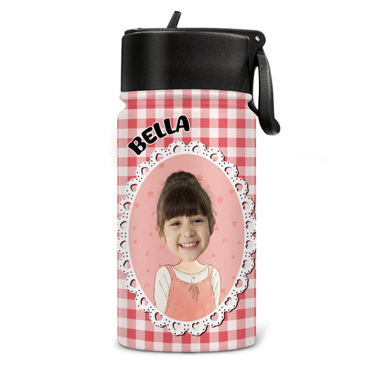 Cute Kid In Red - Personalized Custom 3D Inflated Effect Kids Water Bottle