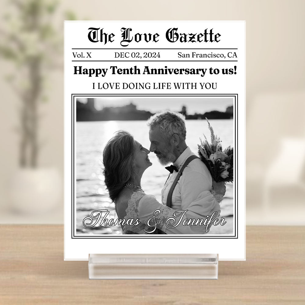 The Love Gazette - Personalized Custom Acrylic Plaque With Base