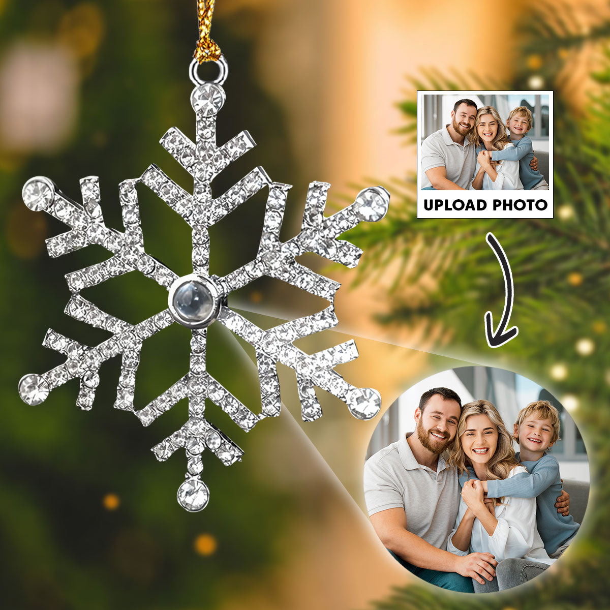 Our Family Moment - Personalized Custom Photo Snowflake Projection Ornament