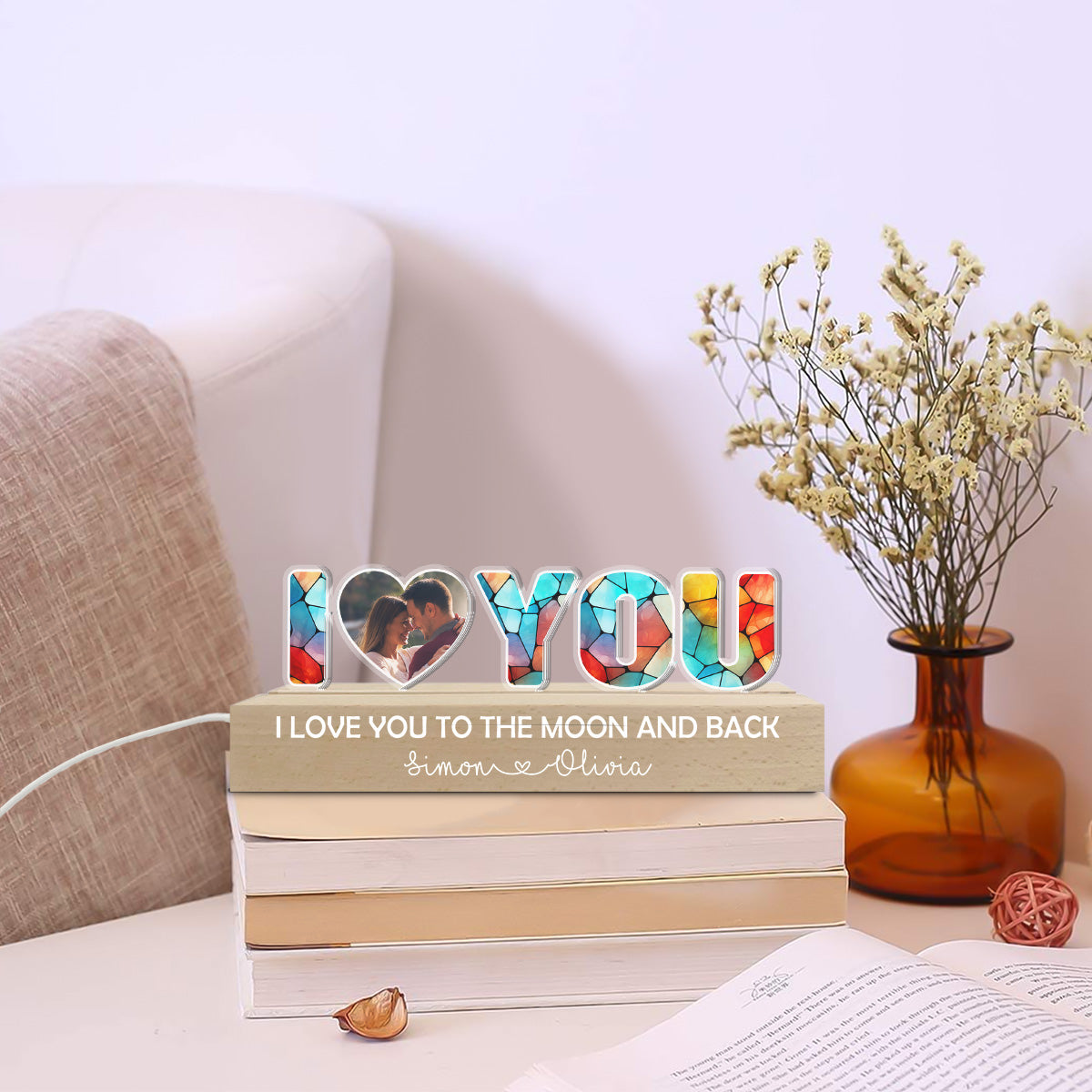 I Love You To The Moon And Back Photo - Personalized Custom Acrylic 3D LED Night Light