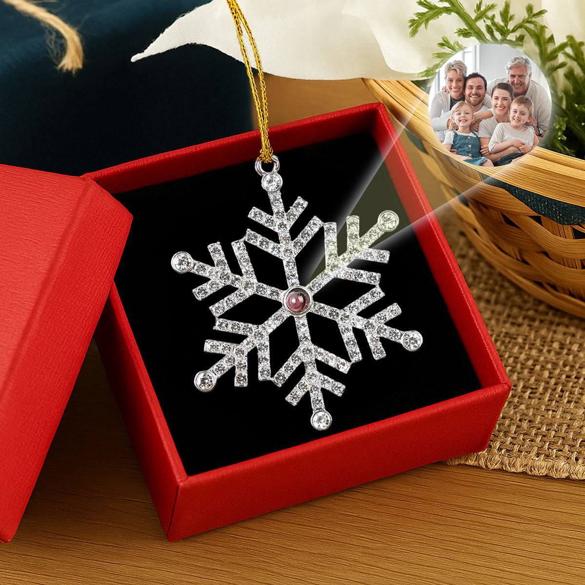 Our Family Moment - Personalized Custom Photo Snowflake Projection Ornament