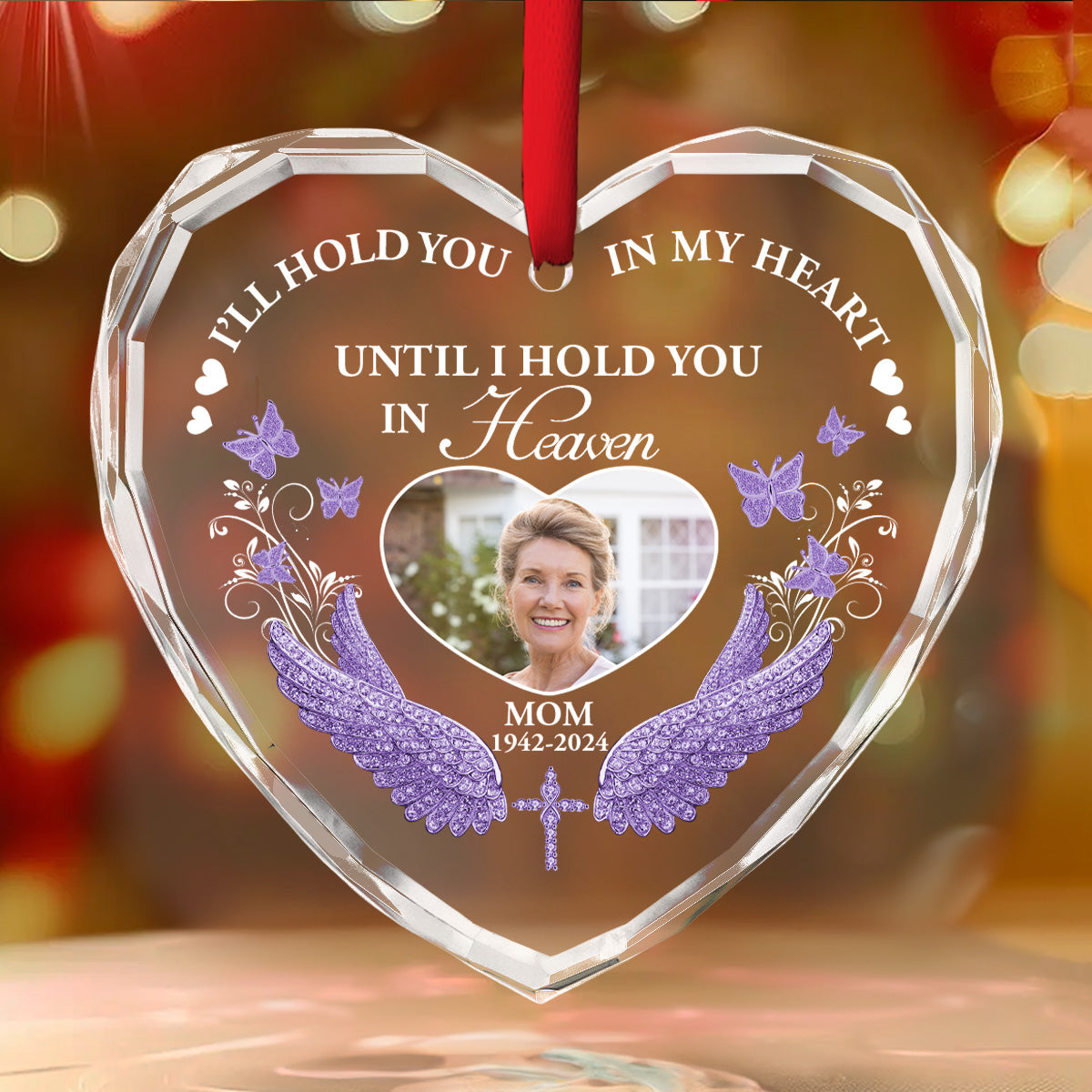 I Will Hold You in My Heart - Personalized Custom Glass Ornament