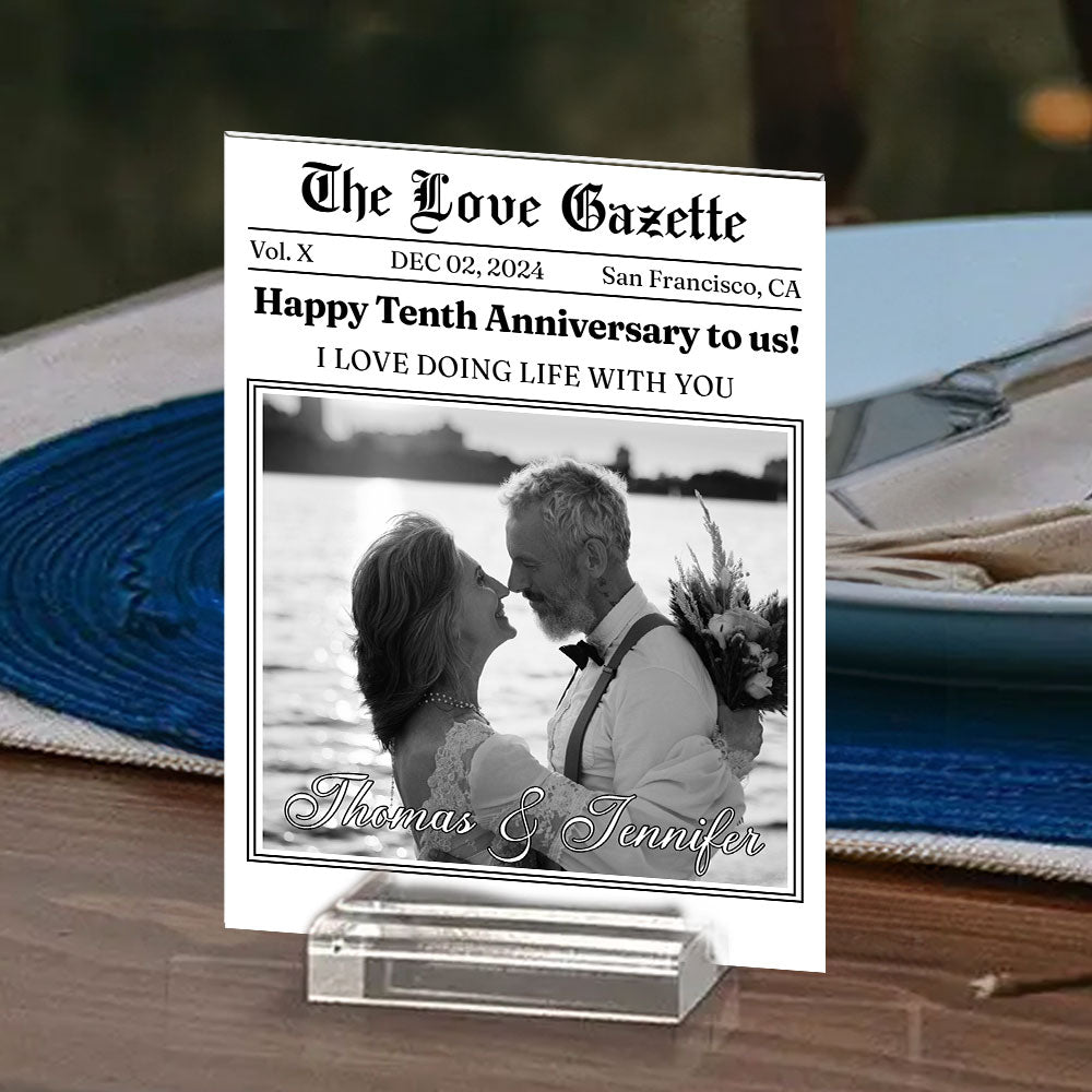 The Love Gazette - Personalized Custom Acrylic Plaque With Base