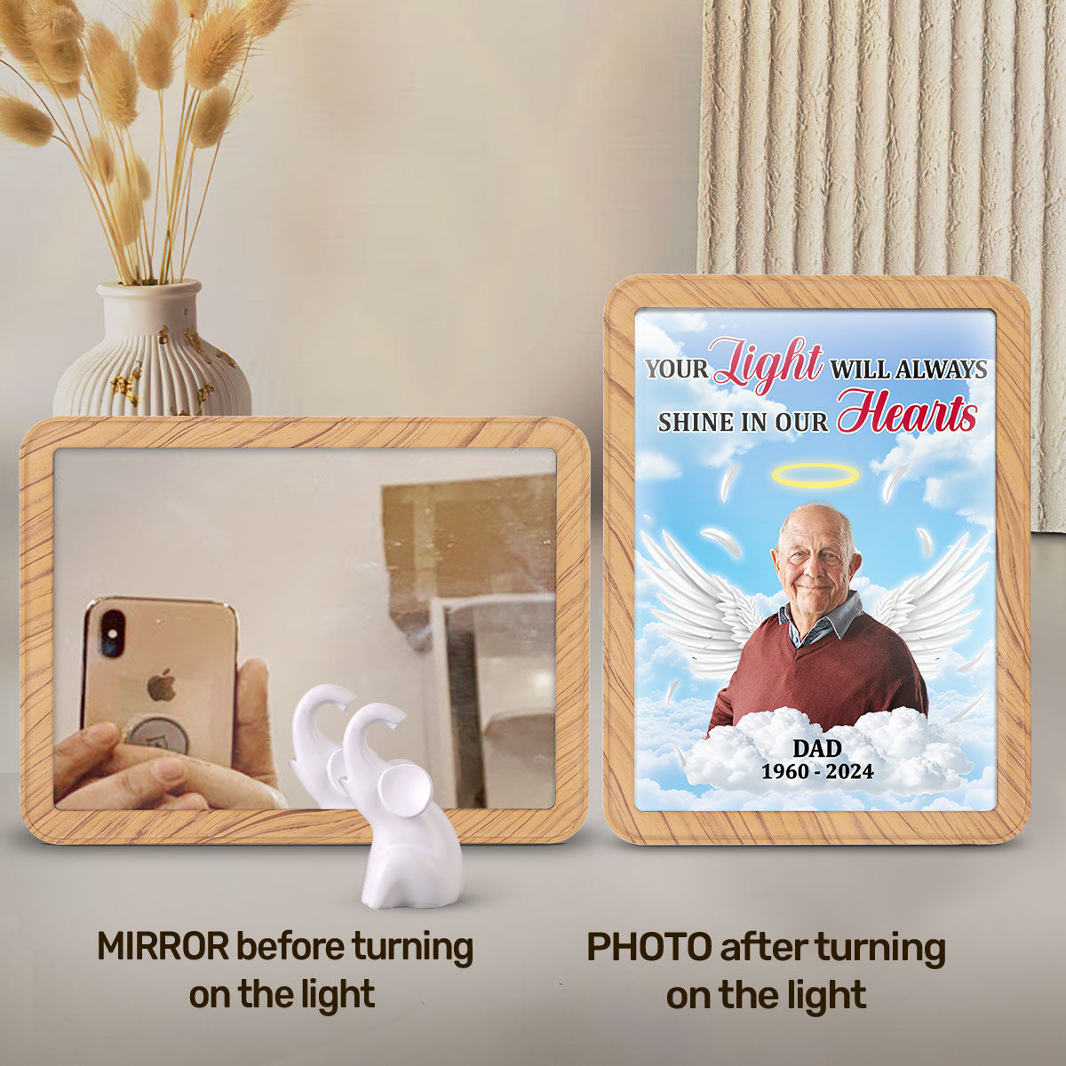 Your Light Will Always Shine In Our Hearts - Personalized Custom Magic Mirror