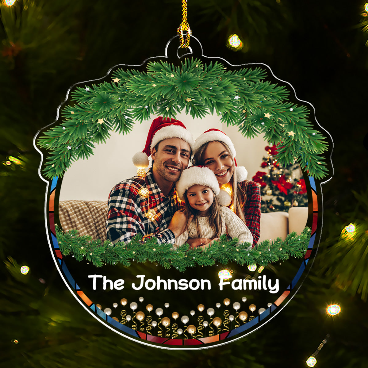 Custom Photo Family Christmas - Personalized Custom Acrylic Ornament