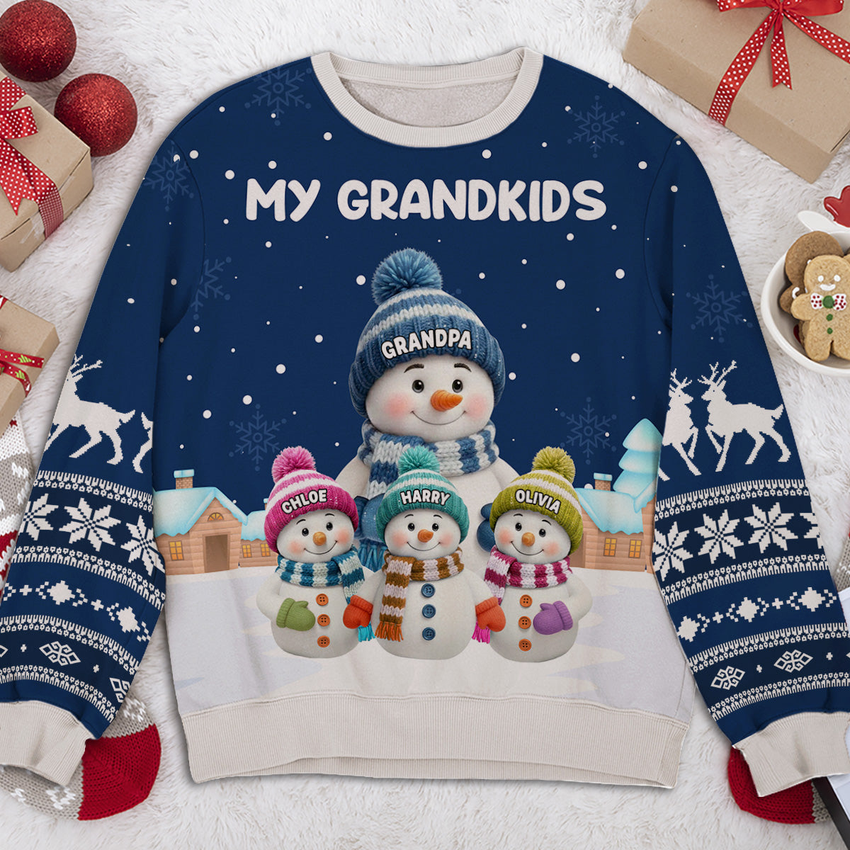 Grandkids Knitting - Personalized Custom All-Over-Print Sweatshirt