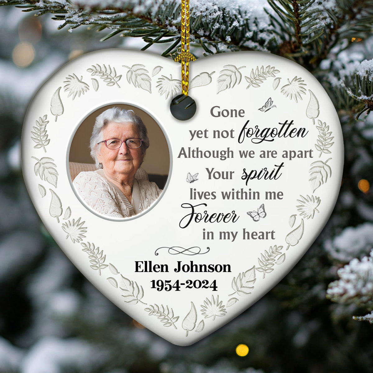 Gone Yet Not Forgotten - Personalized Custom Heart Ceramic Ornament