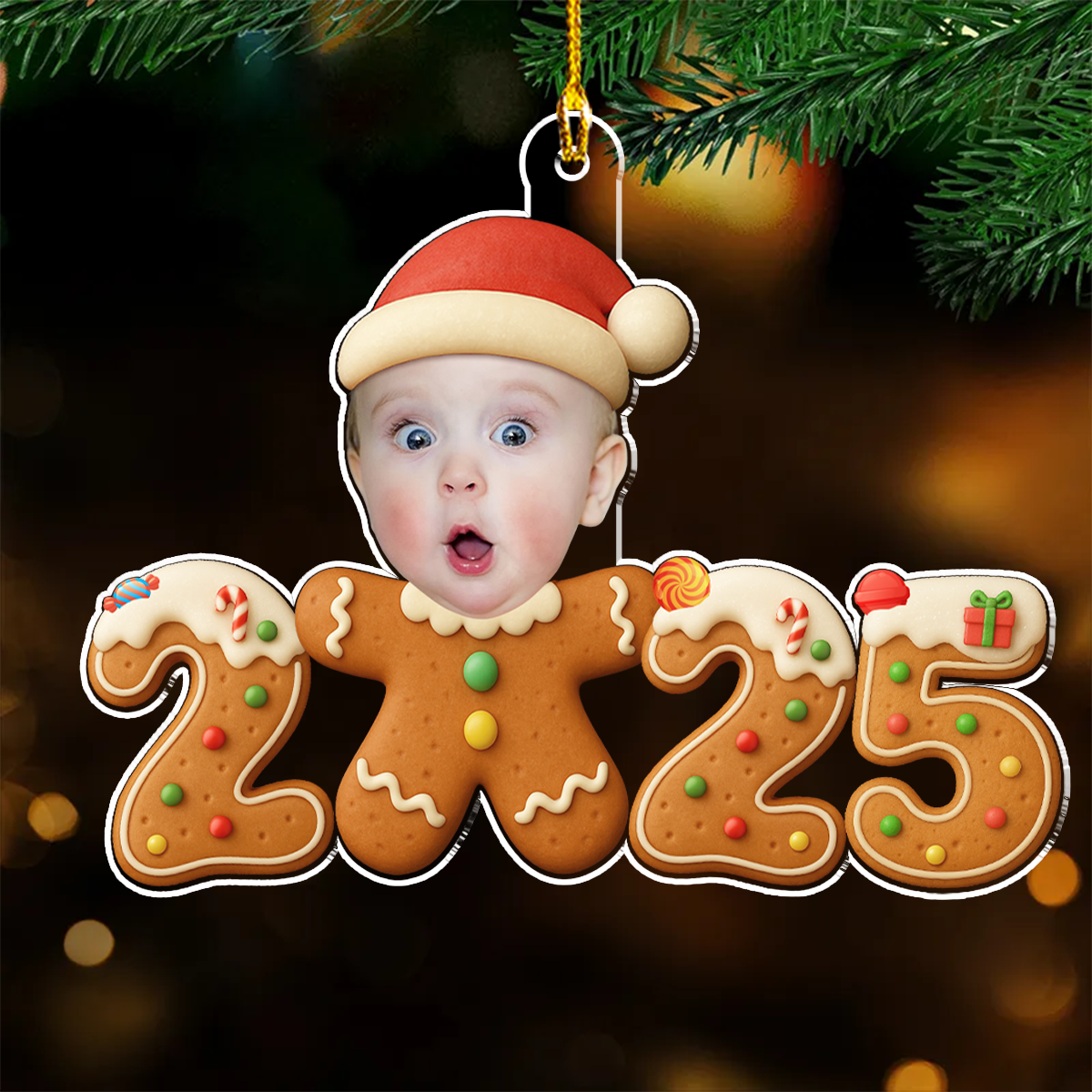 Baby First Christmas 2025 Gingerbread - Personalized Custom Acrylic Ornament
