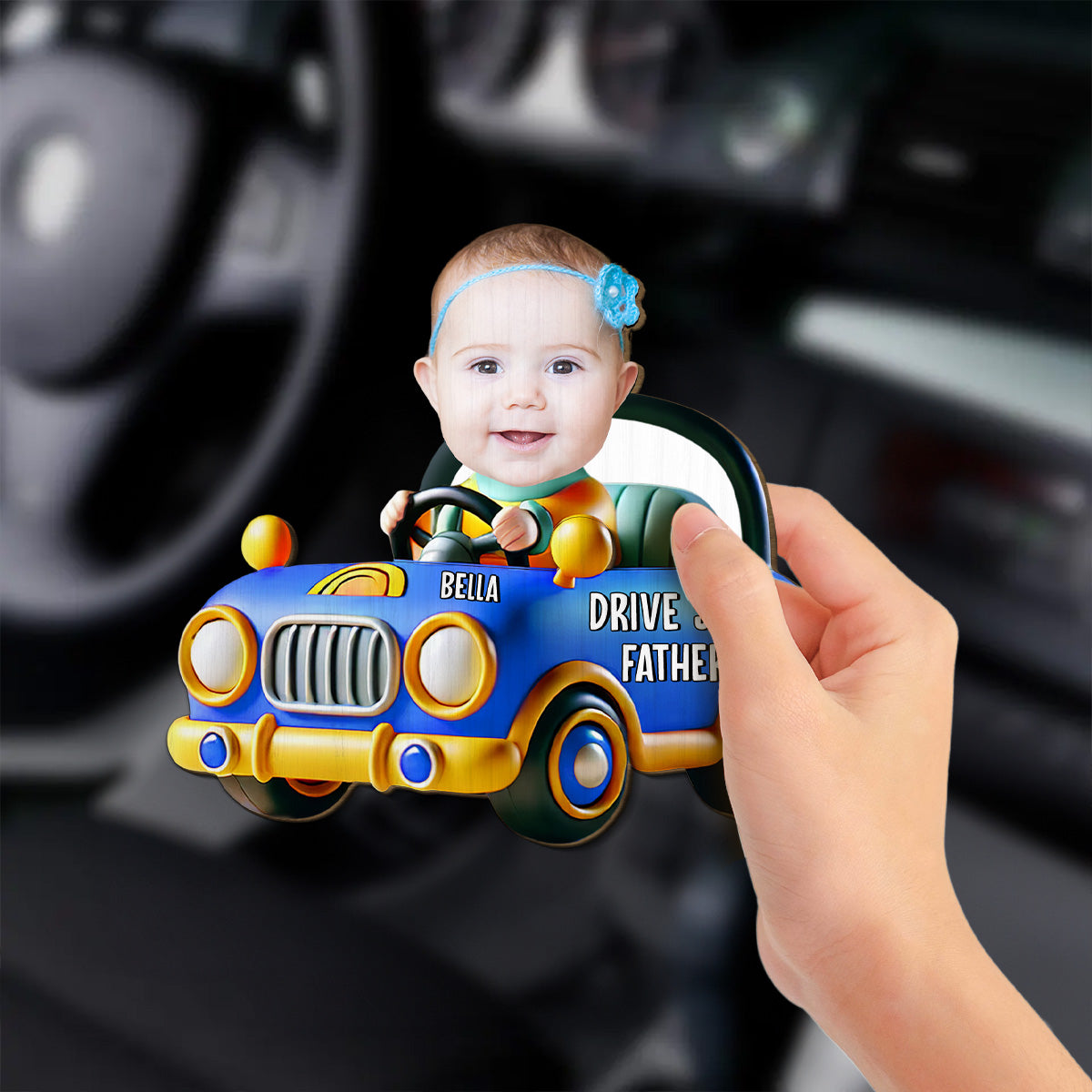 Drive Safe Message Cartoon - Personalized Custom Car Visor Clip