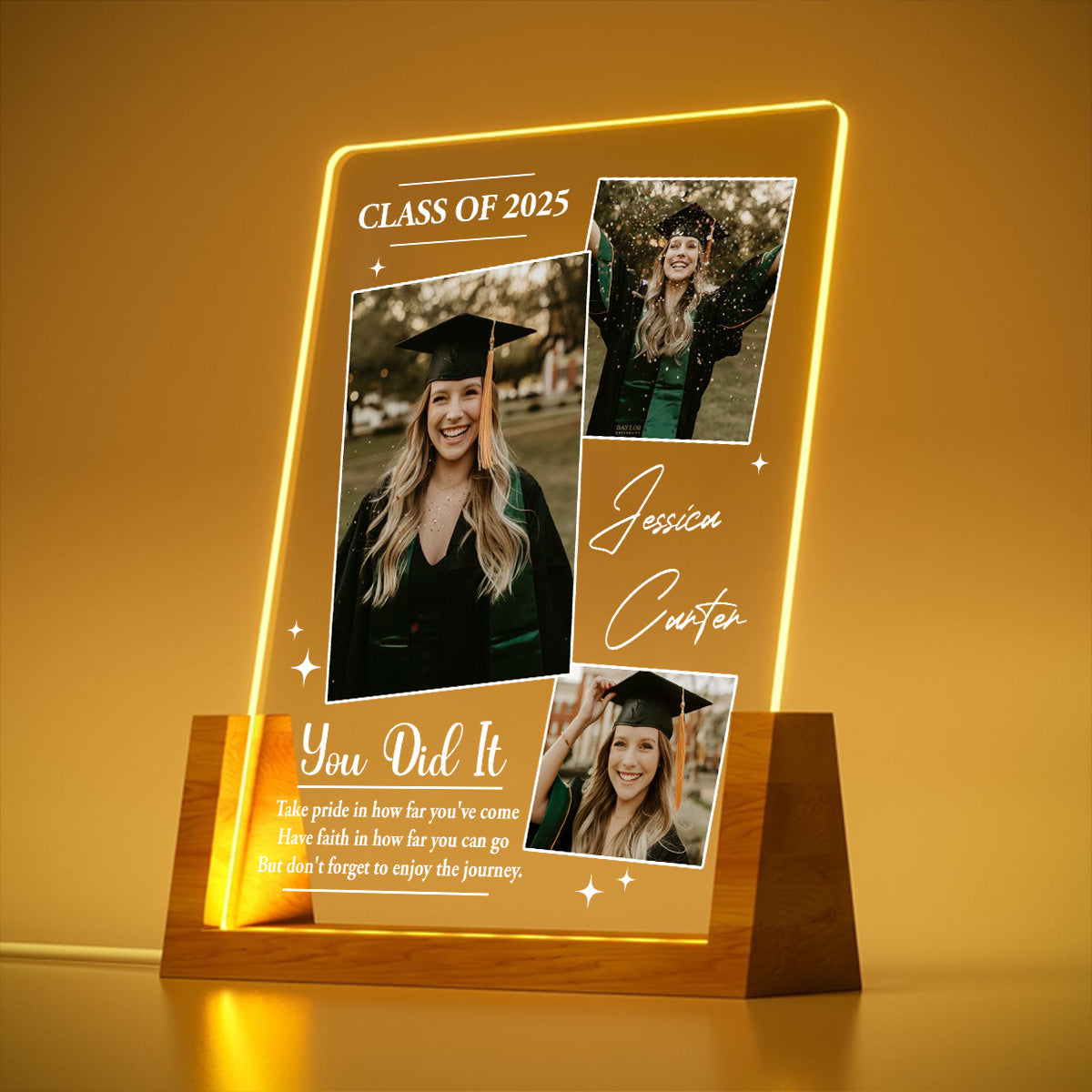 Dream Big And Keep Going - Personalized Custom Plaque With Walnut Base