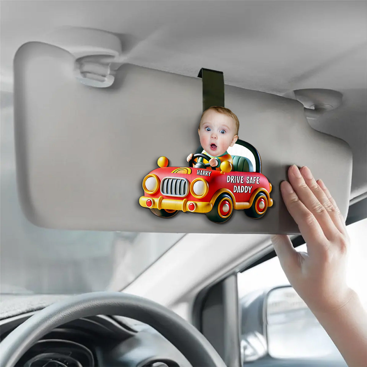 Drive Safe Message Cartoon - Personalized Custom Car Visor Clip